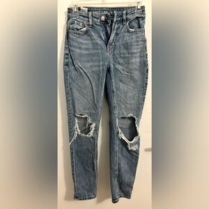 American Eagle Ripped Denim Mom Jean, Size 000